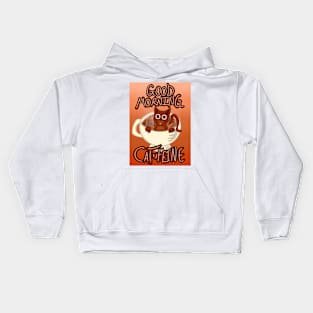 Good Morning Cat•Feine V47 (Steamy Coffee) Kids Hoodie